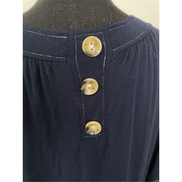 Kim & Cami Navy 3/4 Sleeve Blouse Size Large - Picture 4 of 8
